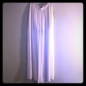 Dramatic White Wide Leg Chiffon Pants